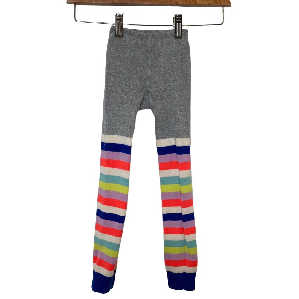 MINI BODEN Girls Cotton Sweater Tights 9-10 Yr Gray Colorful Striped Rainbow